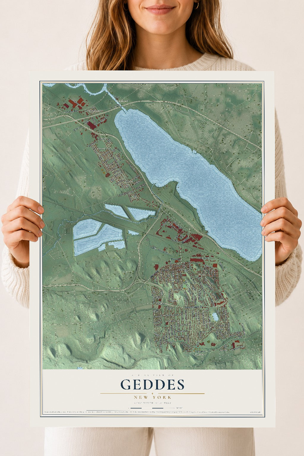 Geddes, New York map print, 18" x 24" Archival Matte Print mockup