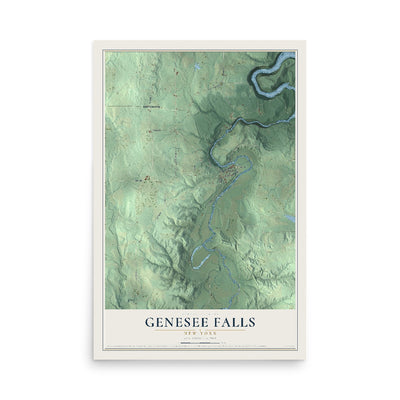 Genesee Falls, New York map print, 12" x 18" Archival Matte Print mockup