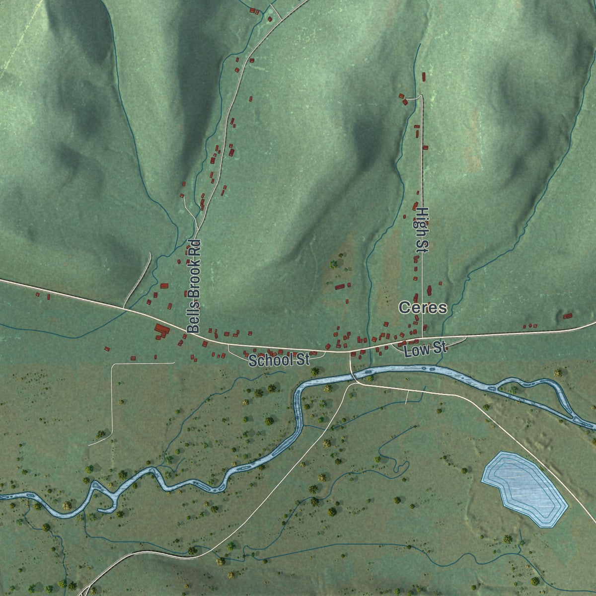 Close-up 2 of the Genesee, New York map artwork