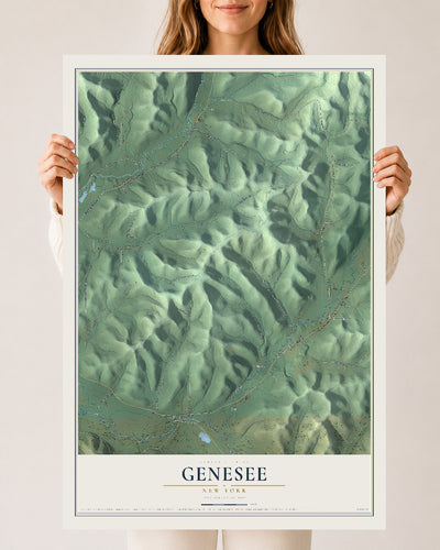 Map of Genesee, New York, 24 x 36 inch unframed archival matte print