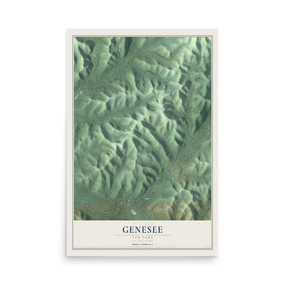 Genesee, New York map print, 12" x 18" Archival Matte Print mockup