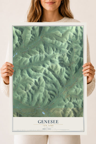 Genesee, New York map print, 18" x 24" Archival Matte Print mockup