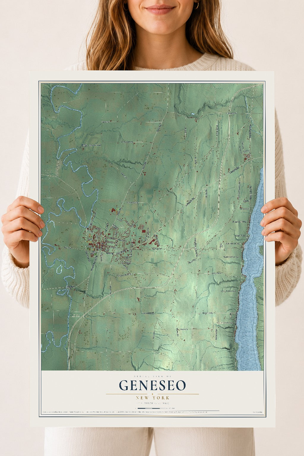 Geneseo, New York map print, 18" x 24" Archival Matte Print mockup