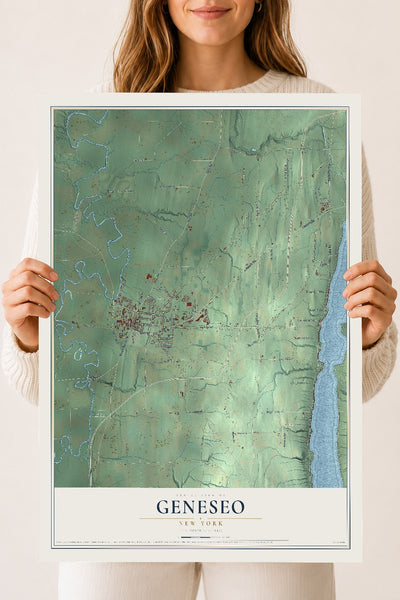 Geneseo, New York map print, 18" x 24" Archival Matte Print mockup