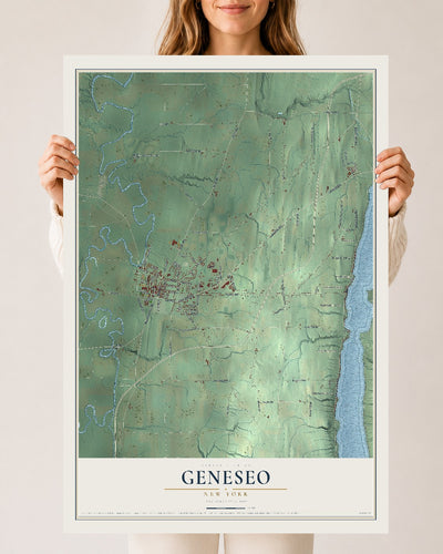 Geneseo, New York map print, 24" x 36" Archival Matte Print mockup