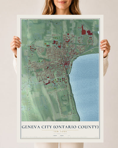 Geneva City (Ontario County), New York map print, 24" x 36" Archival Matte Print mockup