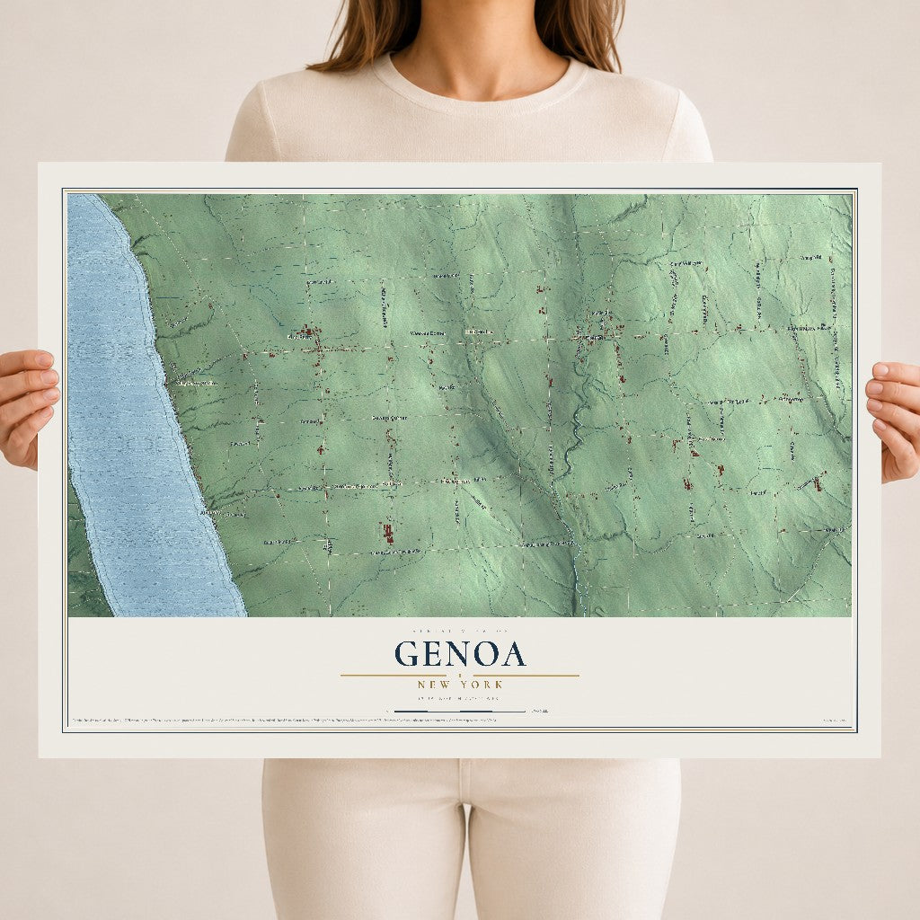 Genoa, New York map print, 18" x 24" Archival Matte Print mockup