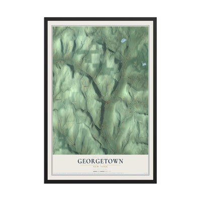 Georgetown, New York map print, 12" x 18" W/ Black Ayous Wood Frame mockup
