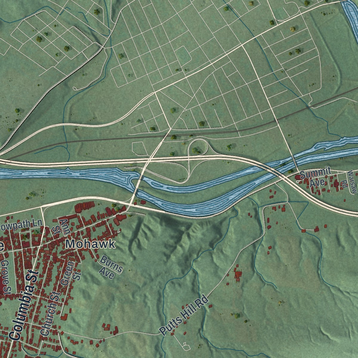 Close-up 2 of the German Flatts, New York map artwork