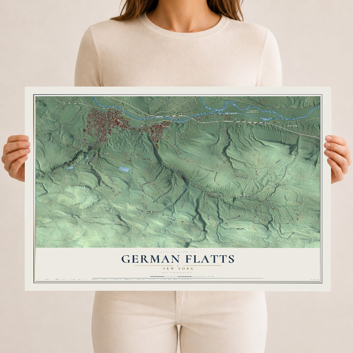 German Flatts, New York map print, 12" x 18" Archival Matte Print mockup