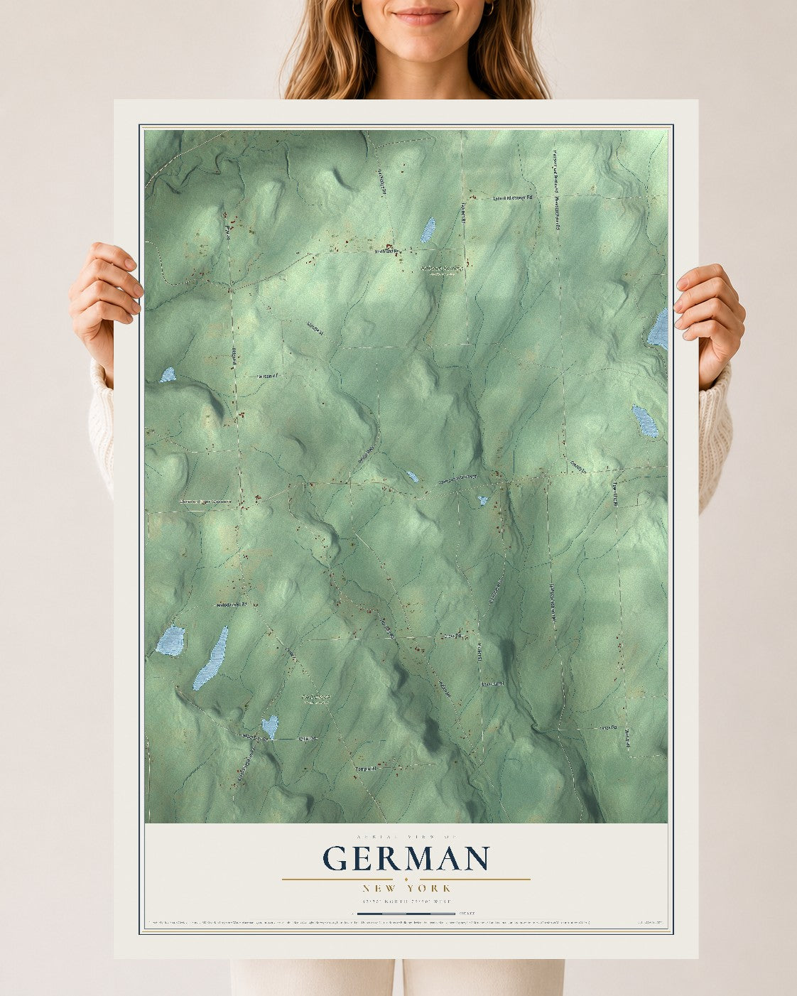 German, New York map print, 24" x 36" Archival Matte Print mockup
