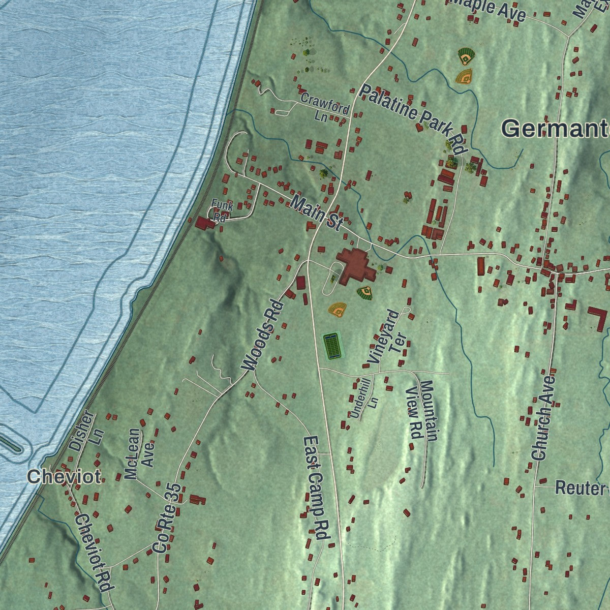 Close-up 1 of the Germantown, New York map artwork