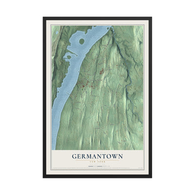 Germantown, New York map print, 12" x 18" W/ Black Ayous Wood Frame mockup