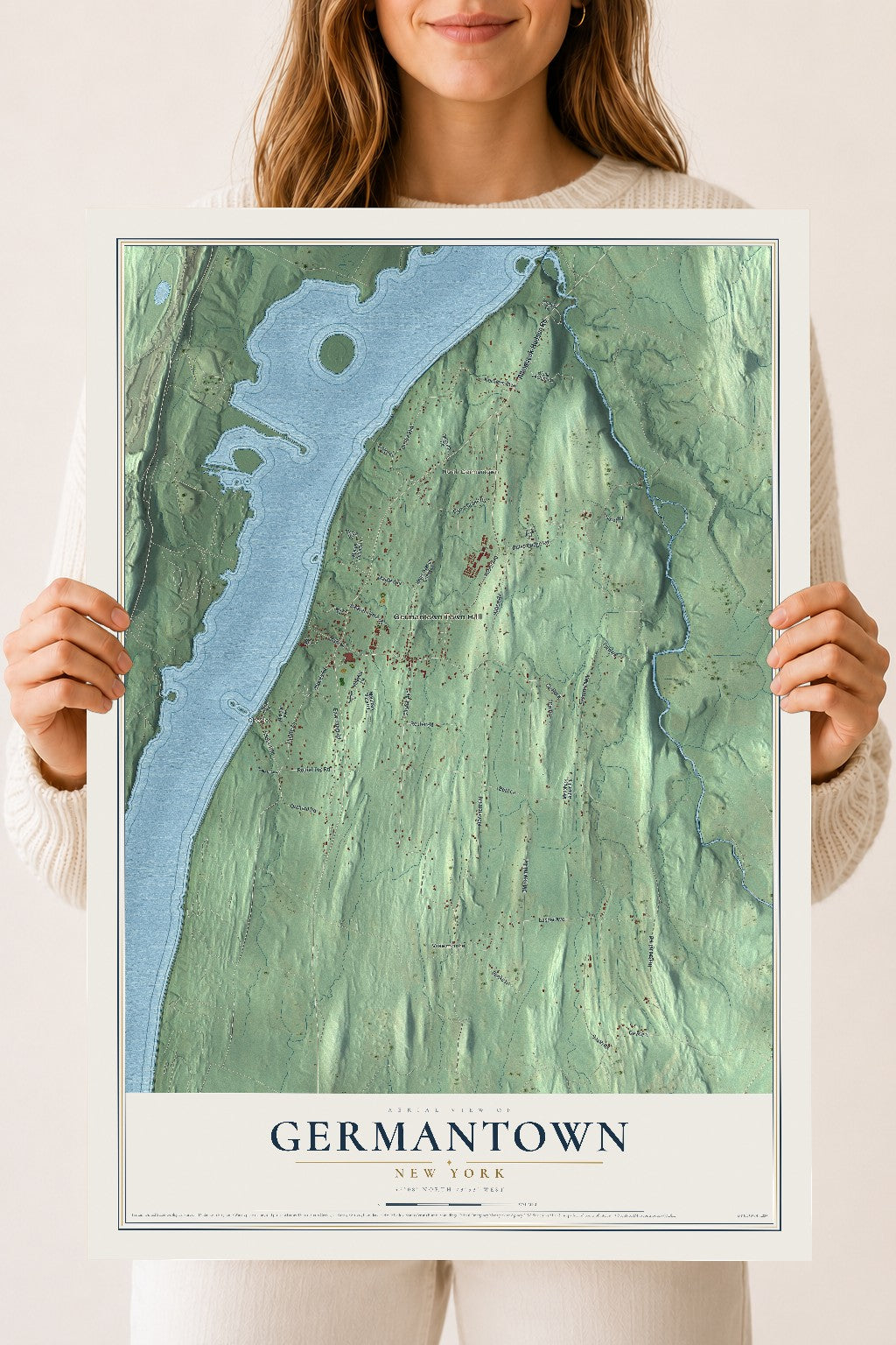 Germantown, New York map print, 18" x 24" Archival Matte Print mockup
