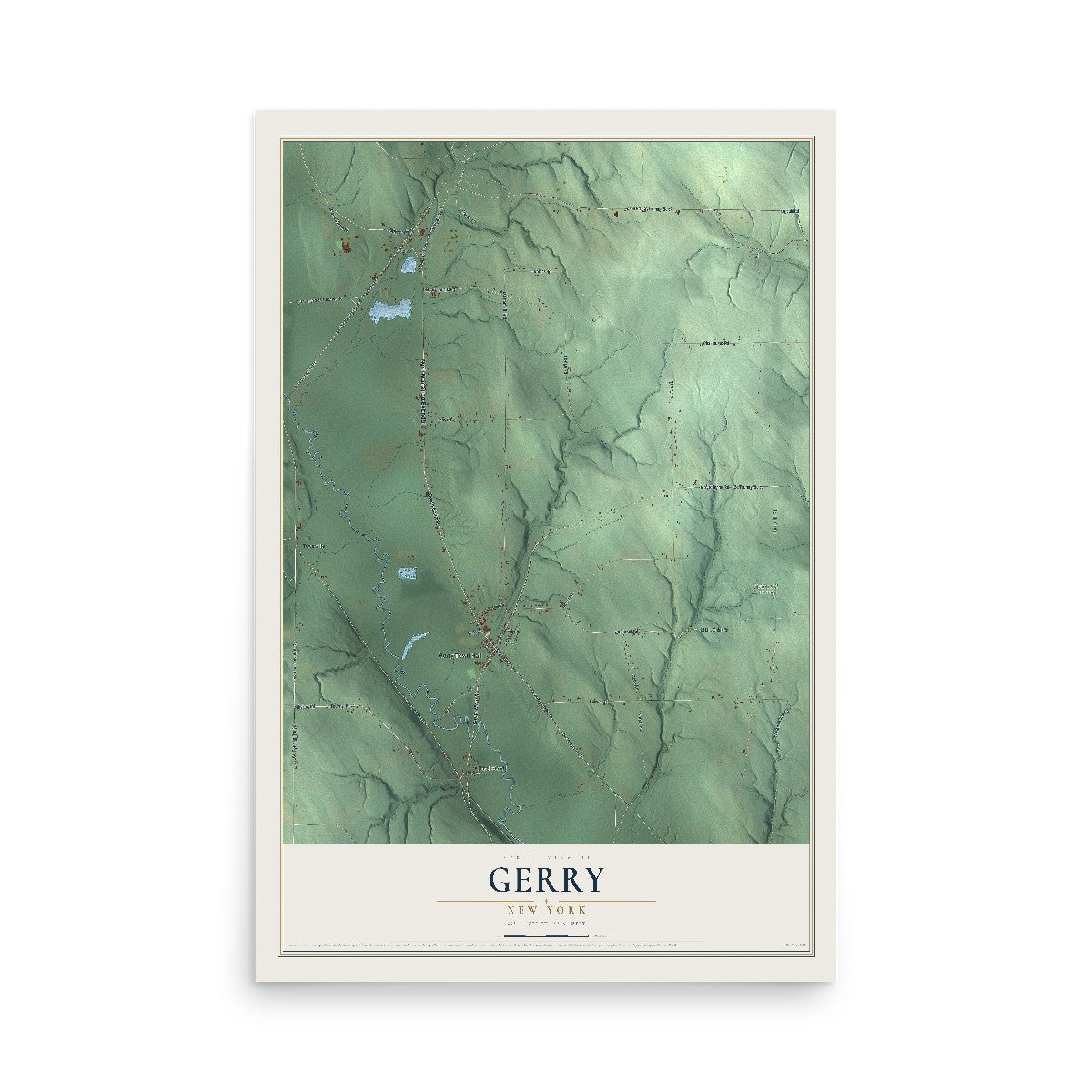 Gerry, New York map print, 12" x 18" Archival Matte Print mockup