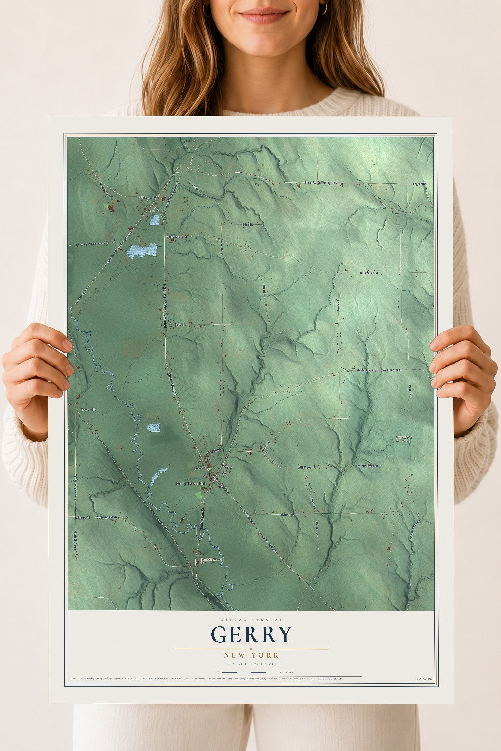Gerry, New York map print, 18" x 24" Archival Matte Print mockup