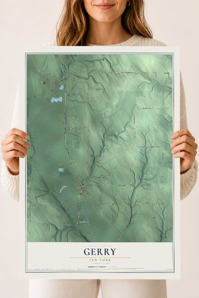 Gerry, New York map print, 18" x 24" Archival Matte Print mockup