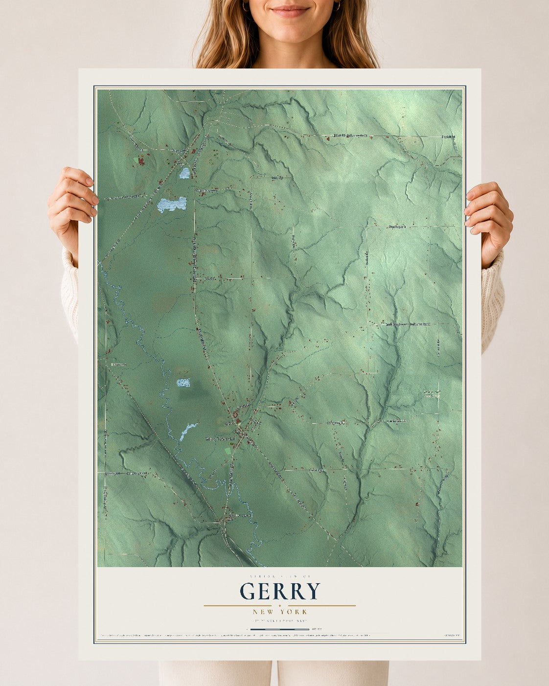 Gerry, New York map print, 24" x 36" Archival Matte Print mockup