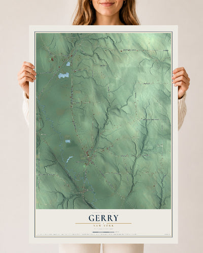 Gerry, New York map print, 24" x 36" Archival Matte Print mockup