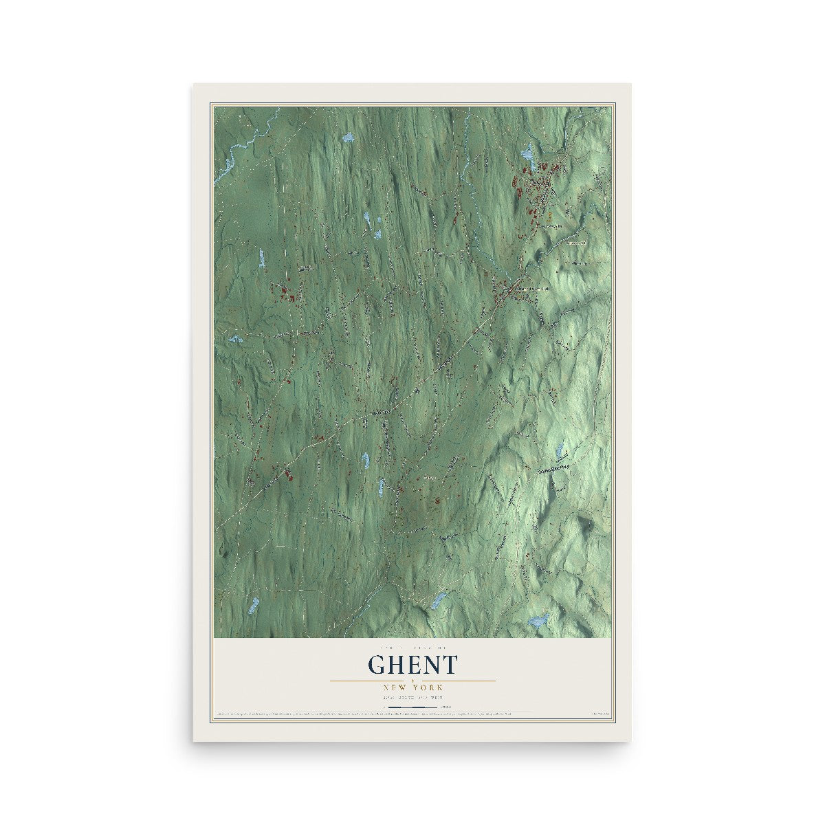 Ghent, New York map print, 12" x 18" Archival Matte Print mockup