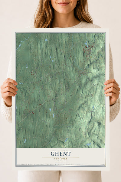 Ghent, New York map print, 18" x 24" Archival Matte Print mockup