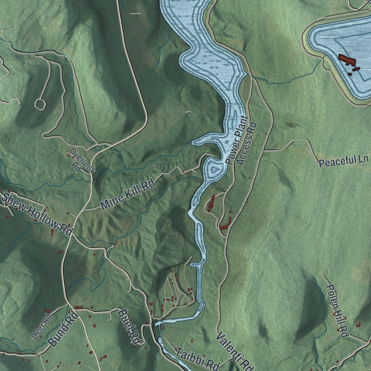 Close-up 2 of the Gilboa, New York map artwork