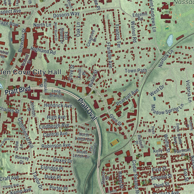 Close-up 1 of the Glen Cove, New York map artwork