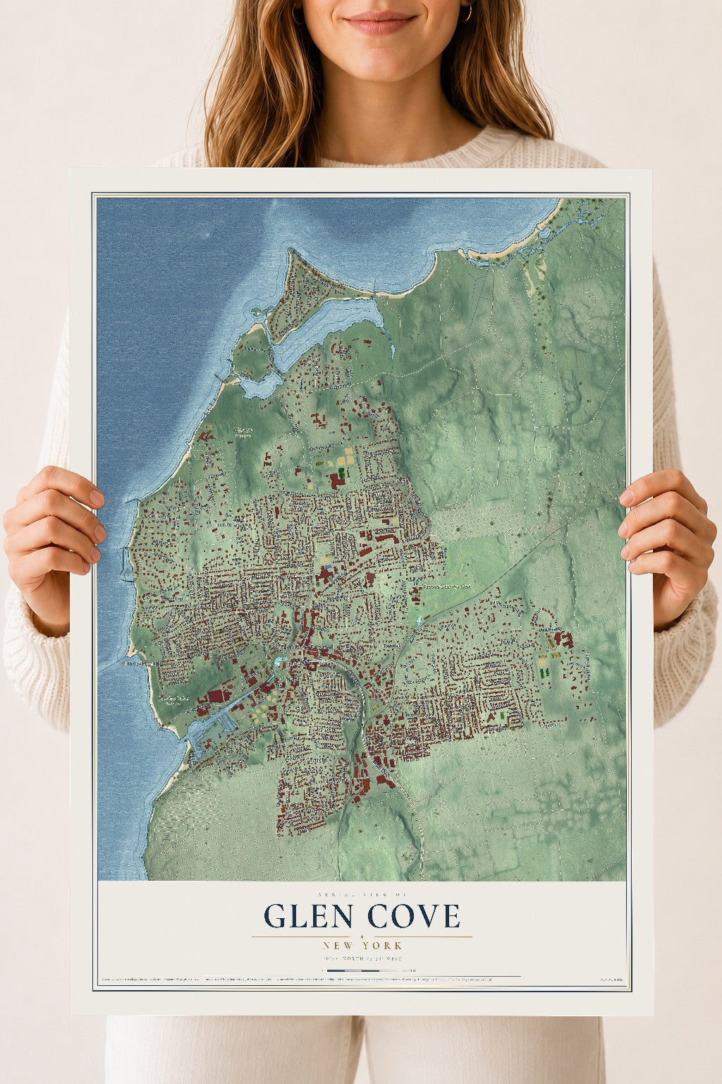 Glen Cove, New York map print, 18" x 24" Archival Matte Print mockup