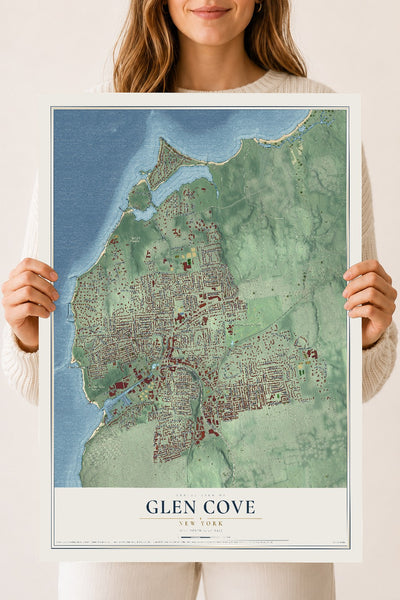 Glen Cove, New York map print, 18" x 24" Archival Matte Print mockup