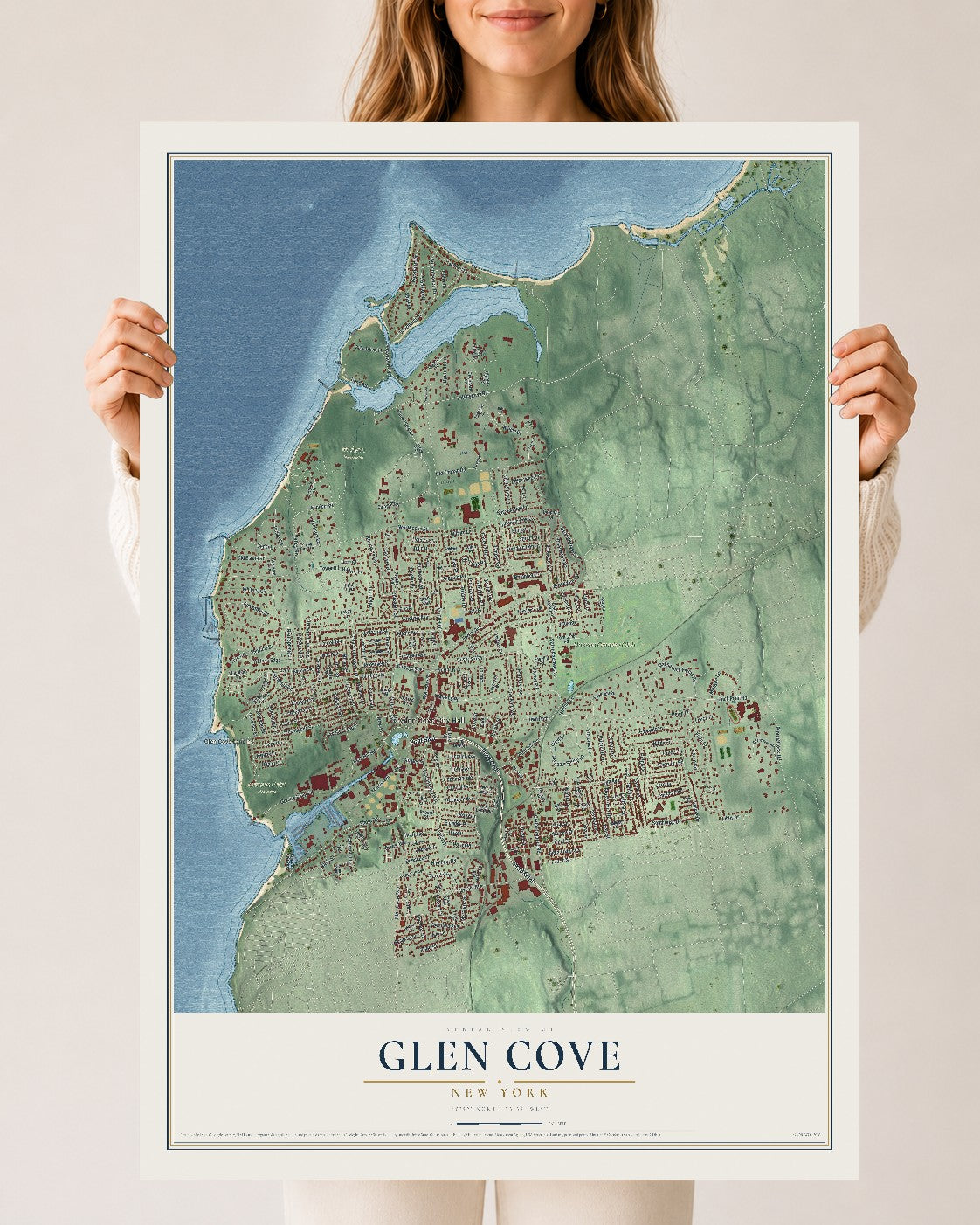 Glen Cove, New York map print, 24" x 36" Archival Matte Print mockup