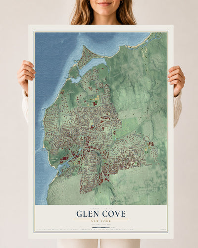Glen Cove, New York map print, 24" x 36" Archival Matte Print mockup