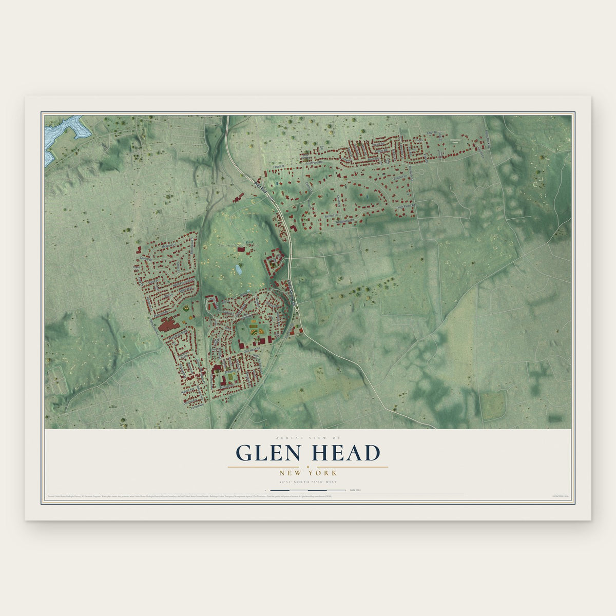 Glen Head, New York map print, the full design