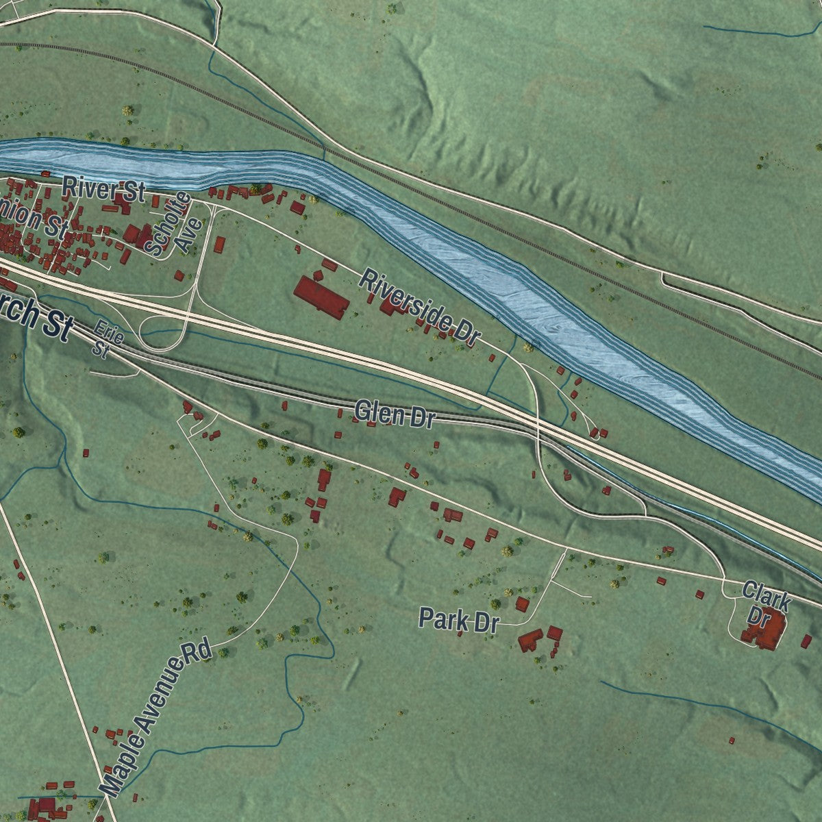Close-up 1 of the Glen, New York map artwork