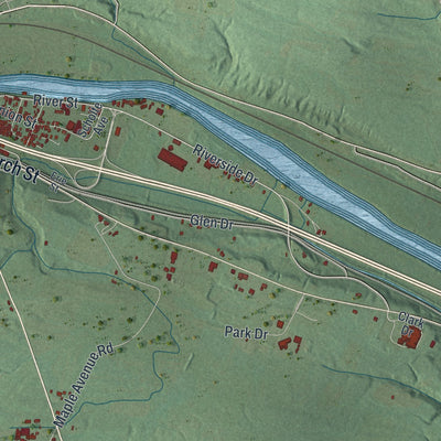 Close-up 1 of the Glen, New York map artwork