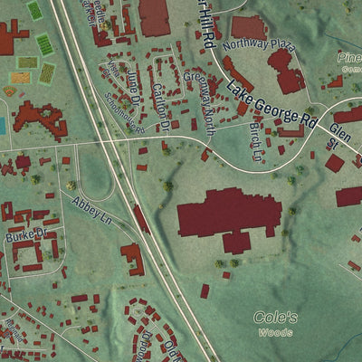 Close-up 1 of the Glens Falls North, New York map artwork