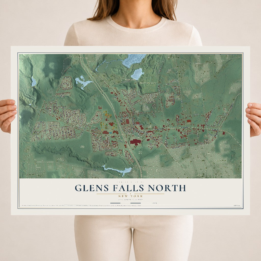 Glens Falls North, New York map print, 18" x 24" Archival Matte Print mockup