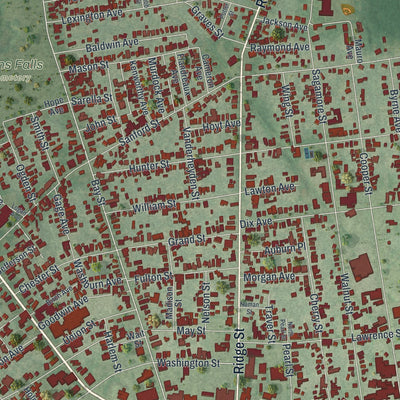 Close-up 1 of the Glens Falls, New York map artwork