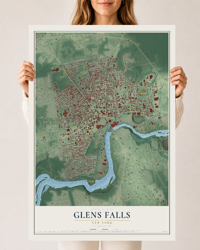 Glens Falls, New York map print, 24" x 36" Archival Matte Print mockup