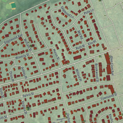 Close-up of the map of Glenwood Landing, New York print showing street and building detail