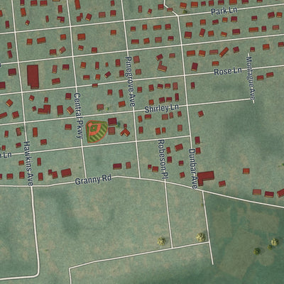 Close-up of the map of Gordon Heights, New York print showing street and building detail