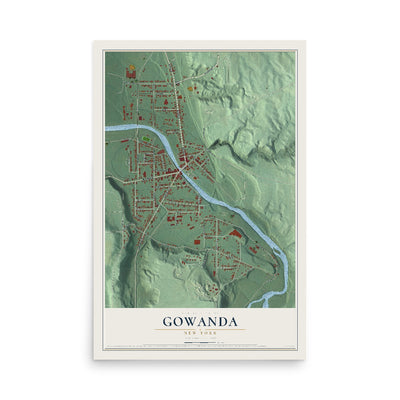 Gowanda, New York map print, 12" x 18" Archival Matte Print mockup