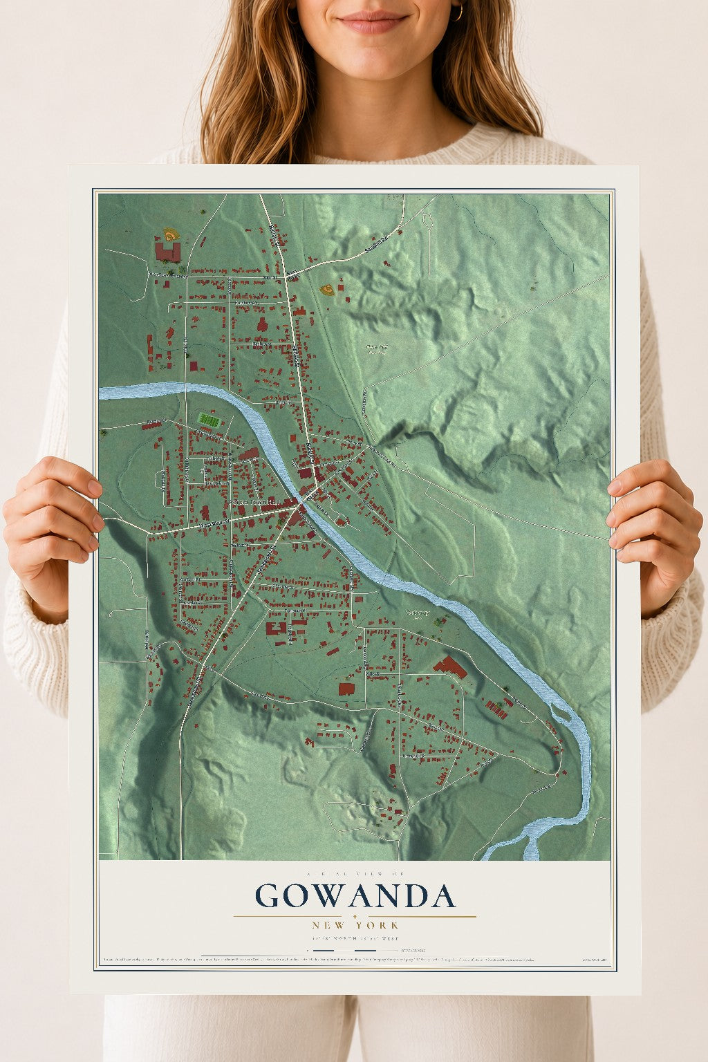 Gowanda, New York map print, 18" x 24" Archival Matte Print mockup