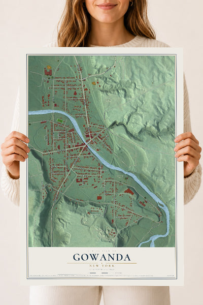 Gowanda, New York map print, 18" x 24" Archival Matte Print mockup