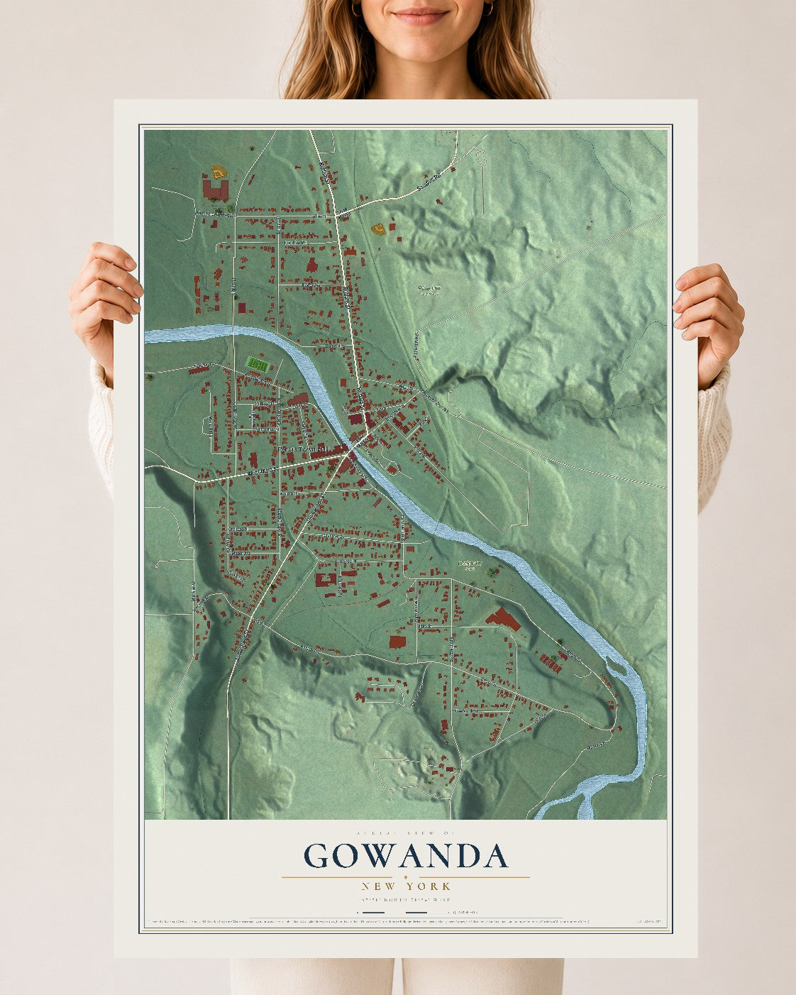 Gowanda, New York map print, 24" x 36" Archival Matte Print mockup