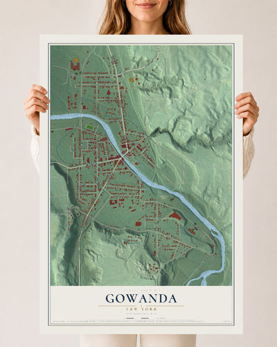 Gowanda, New York map print, 24" x 36" Archival Matte Print mockup