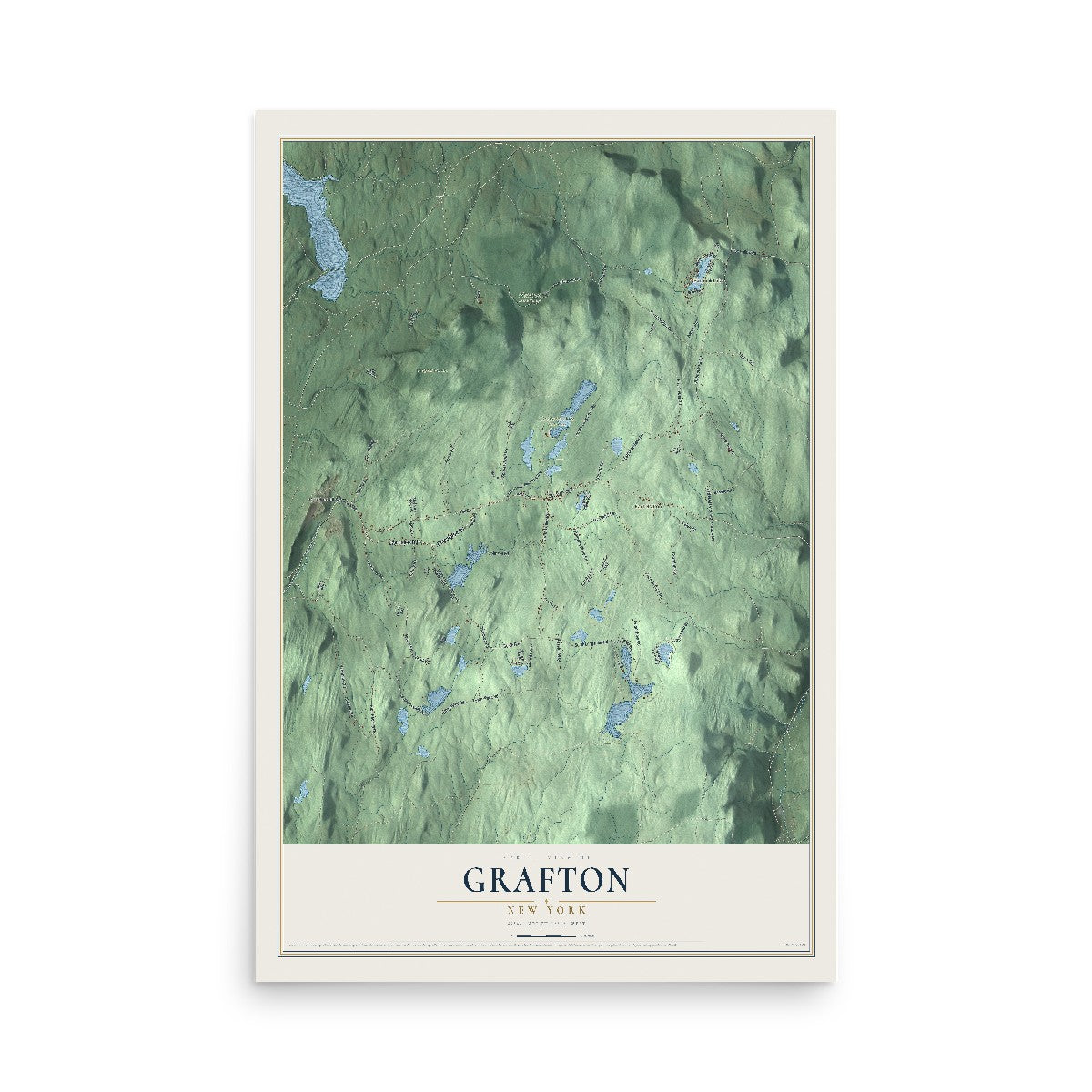 Grafton, New York map print, 12" x 18" Archival Matte Print mockup
