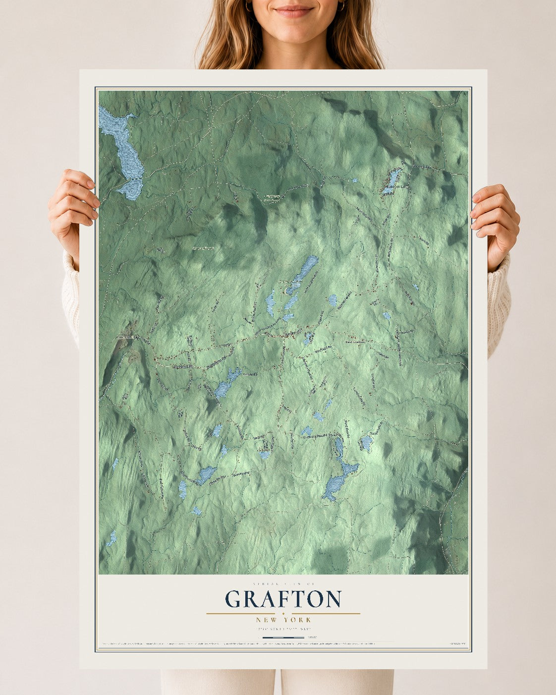 Grafton, New York map print, 24" x 36" Archival Matte Print mockup