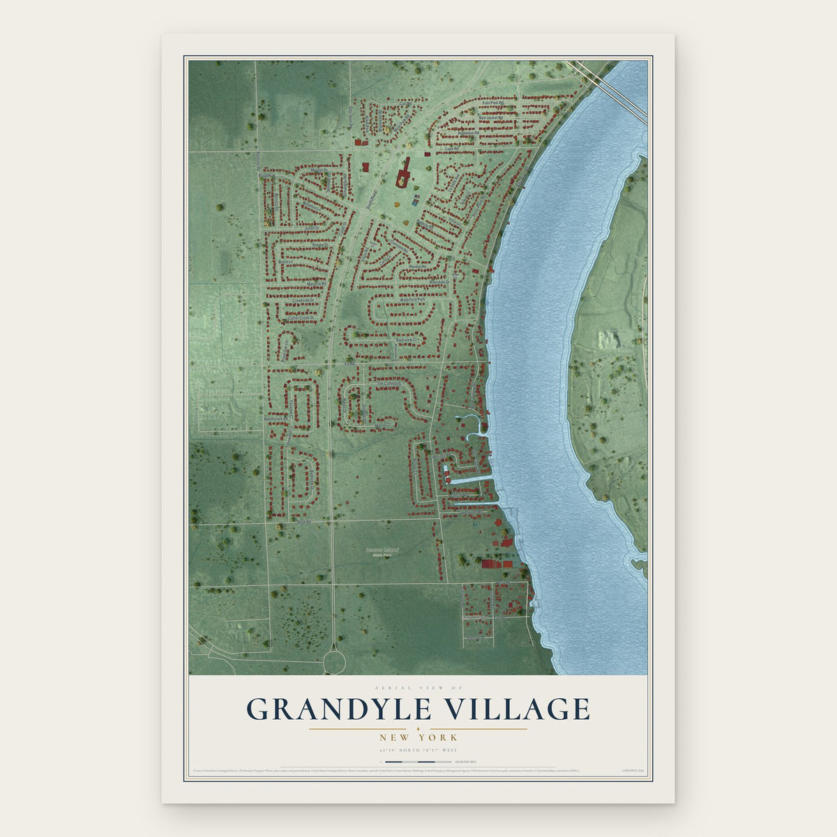 Grandyle Village, New York map print, the full design