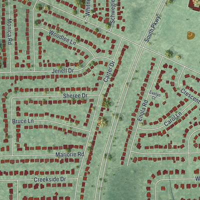 Close-up of the map of Grandyle Village, New York print showing street and building detail