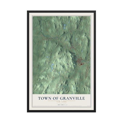 Map of the Town of Granville, New York, 12 x 18 inch print in a black wood frame